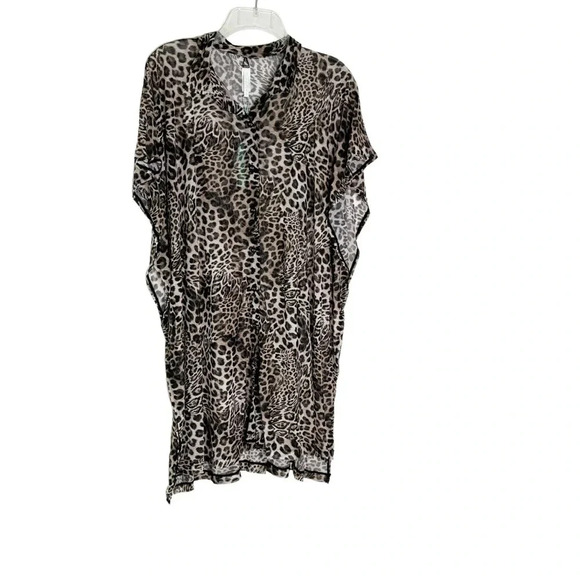 SEA LEVEL Wildside Mesh Beach Coverup Caftan Shirt Animal Print Size S NWT - Picture 7 of 13